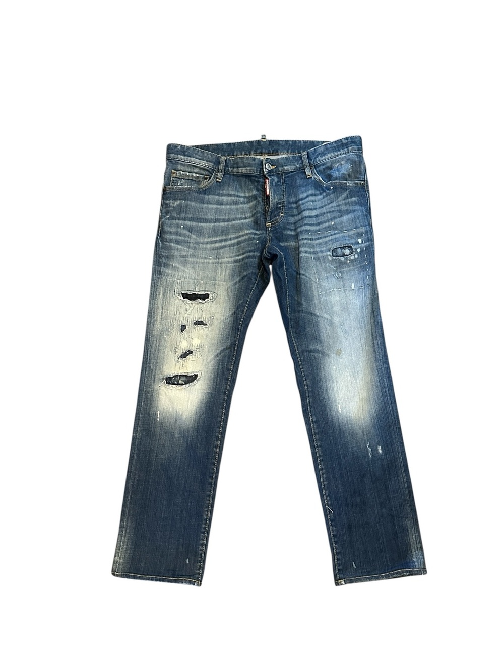 DSQUARED2 Cool Guy Straight Fit Men’s Jeans Distressed Paint Dots Denim 38x29 52